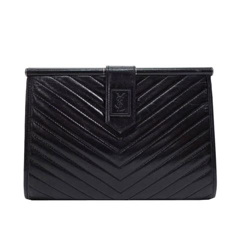 ysl black chevron clutch